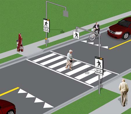 pedestrian crosswalk on road
