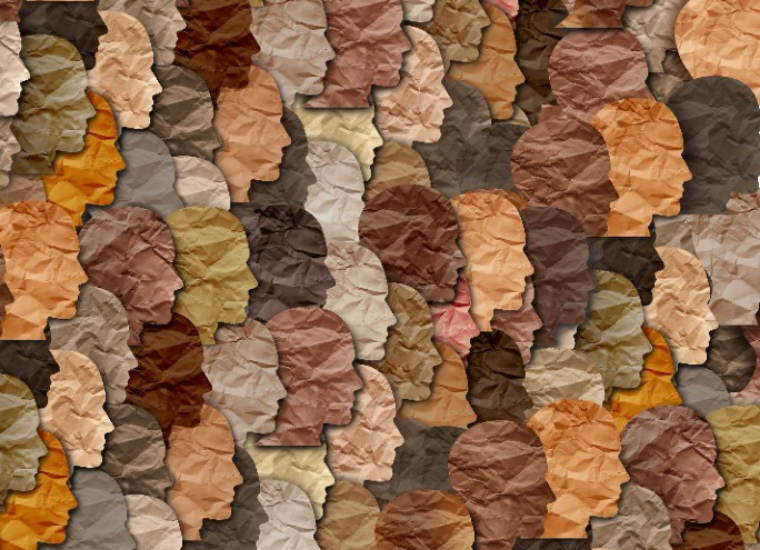 Different skin tones made of paper